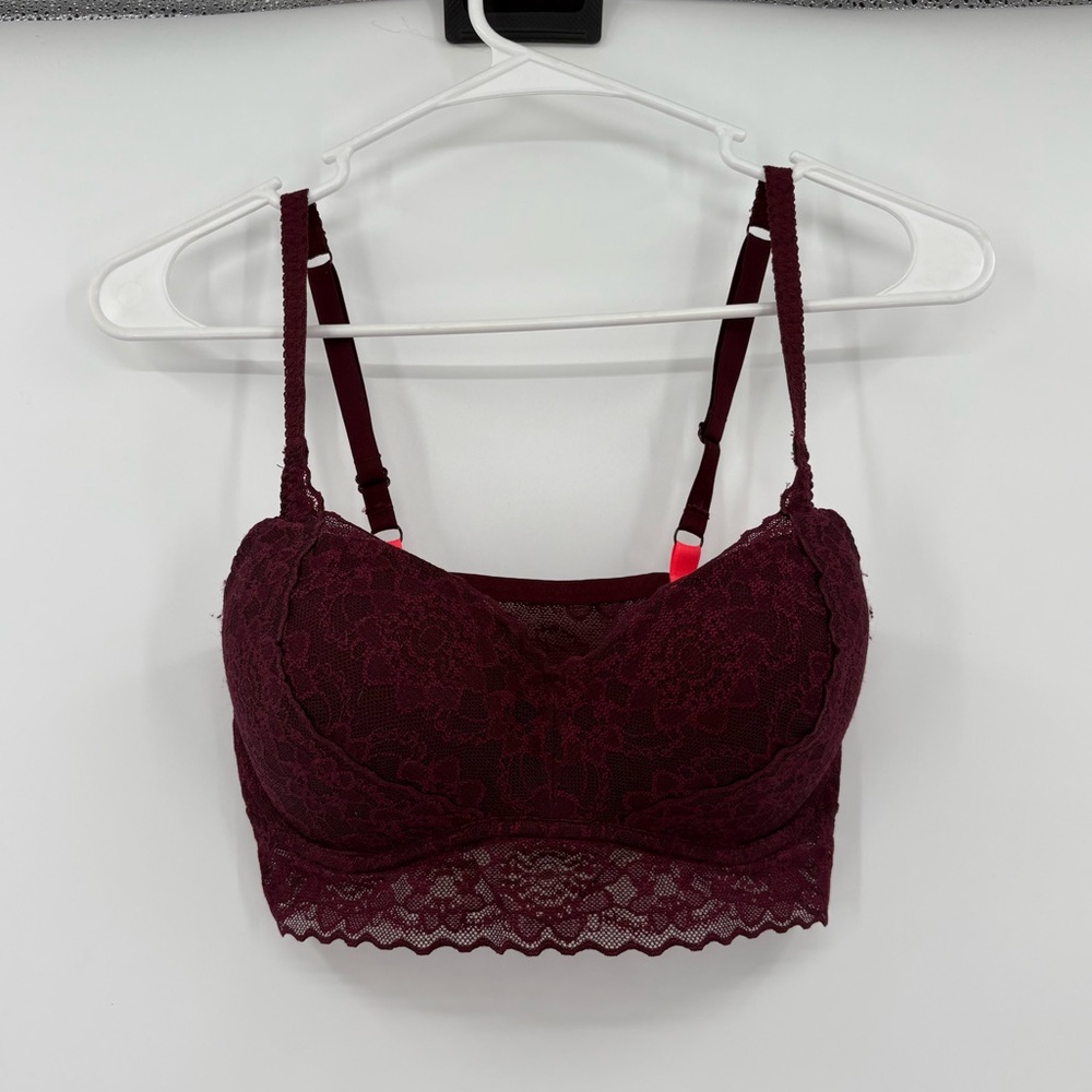PINK Victoria's Secret Burgundy Lace Bralette